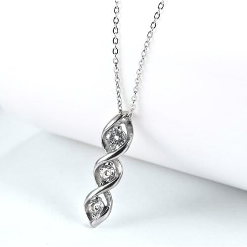 Women Zircon Necklace Women Stainless Steel Necklace & Heart Apple flower Necklace Pendants Jewelry
