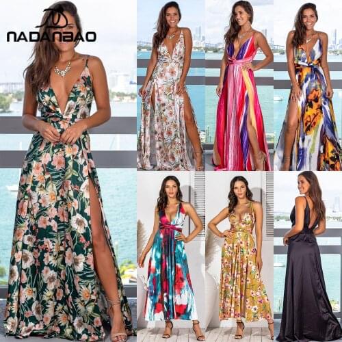 NADANBAO 2021 Summer Floral Beach Dress Elegant Sexy Suspender Streetwear Clothes Casual Travel Seaside Beach Women Dress