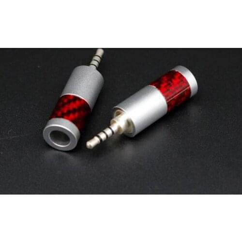 5pc 2.5 four sections silver plated red carbon fiber plugs Copper gold Audio Adapter Jack match with binding post