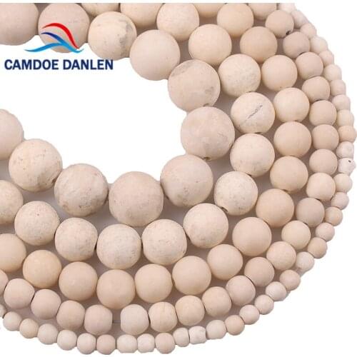 100% Natural Matte Riverstone Fossils Stone Round Loose Beads 4 6 8 10 12mm For Bracelet&Necklace Charm Beads Jewelry Making