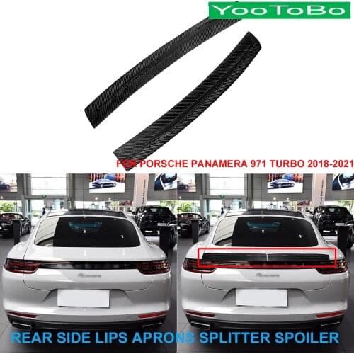 2PCS Car Styling Real Dry Carbon Fiber Rear Truck Lip Aprons Splitter Spoiler Trim Cover For Porsche Panamera 971 Turbo 2018-21