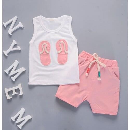 2018 New summer baby clothing set cotton Cute pattern Vest & shorts baby boy sports Cartoon shoes clothing sets