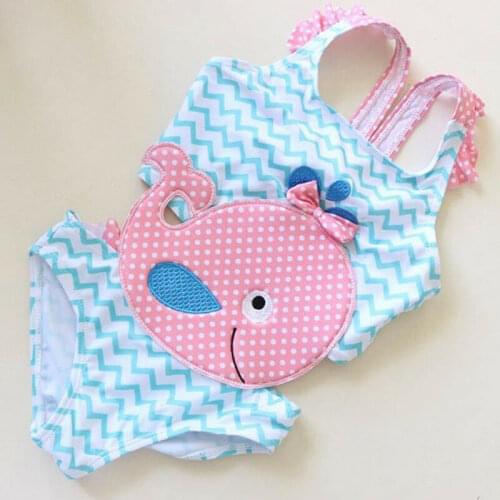 2020 Brand New Toddler Kids Baby Girl 3D Whale Swimwear One -Piece Cartoon Swimsuit Beachwear Bathing Suit Swimming Clothes 1-6T