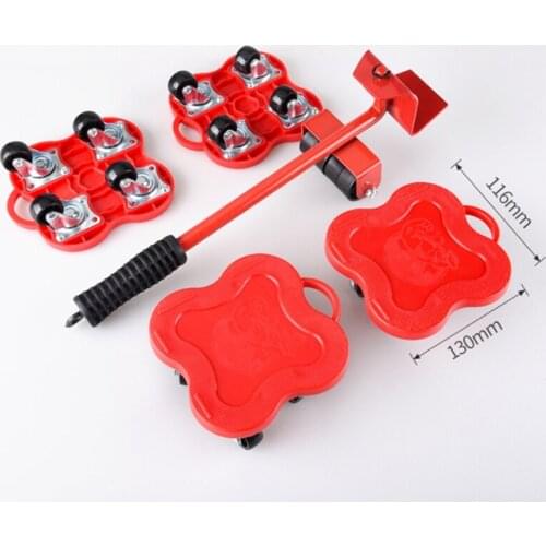 360 Degree Furniture Mover Tools Transport Lifter Heavy Stuffs Moving 4 Wheeled Roller Universal Pulley with 1 Bar Device