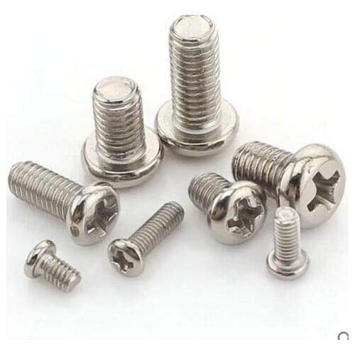 500pcs round head screws M2.5*10mm screws Nickel-plated Cross round head screws PM screws