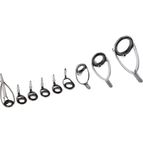 9 Pieces Ceramics Fishing Rod Guides Tip Rod Guides Tips Parts Eye Ring Set