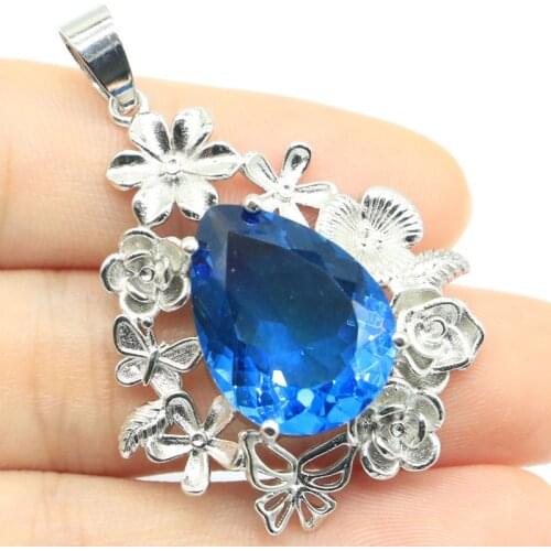 31x23mm Lovely Cute Created Pink Morganite For Women Daily Wear Fine Jewelry Silver Pendant Eye Catching