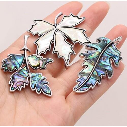 2021 New Natural Alloy Mother of Pear Shell Leaf Brooch Retro OL Romantic Handmade Crafts Temperament For Women