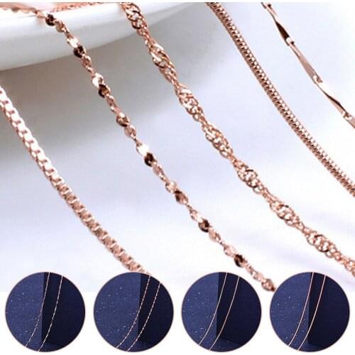 Necklaces 45cm DIY Womens Chain Friendly Copper Wave/Snake/Box Jewelry Beads For Pendant Accessories Rose Gold Color