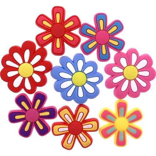 10PCS Colorful Flower Icon PVC Flat Back Accessories Trinkets For DIY Girls Jewelry Scrapbook Phone Case Cartoon Components