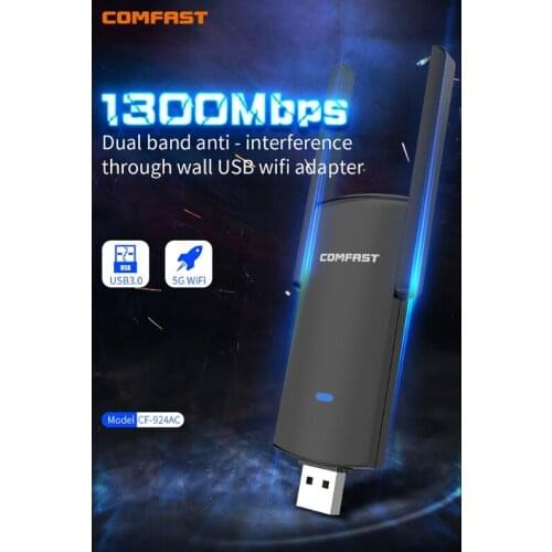Comfast 924AC USB3.0 1300Mbps Dual Band Dual Antenna Wireless Wifi Adapter Network- Card PC Wifi Receiver