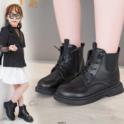 Kids Martin Boots Boys Shoes Autumn Winter Leather Children Boots Fashion Toddler Girls Boots Warm Winter Boots Kids Snow Shoes