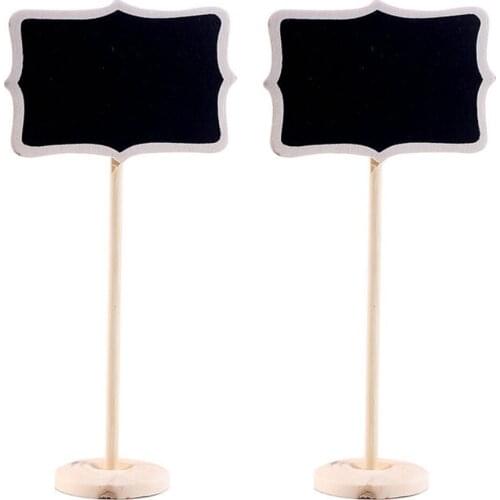 10 Pcs New Mini Wooden Wood Chalkboard Table Number Blackboard On Stick Stand Holder for Wedding Event Decoration