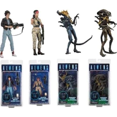 18cm NECA Aliens vs Predator Private LT.Ellen Ripley Bomber Jacket Xenomorph Warrior Battle Damaged Action Figure Toy Doll Gift