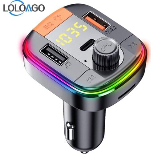 LOLOAGO Auto FM Modulator Bluetooth 5.0 Transmitter Stereo Car MP3 Player with PD18W QC3.0 Quick Charge USB Car Charger