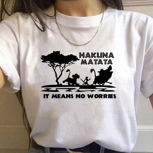HAKUNA MATATA Lion King Kawaii Cartoon Harajuku T Shirts Women Ullzang Funny T-shirt 90s Graphic Tshirts Fashion Top Tees
