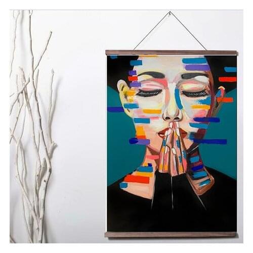 Art Paintings For Wall Pictures Abstract Figure Painting Art Canvas poster decoration painting with solid wood hanging scroll