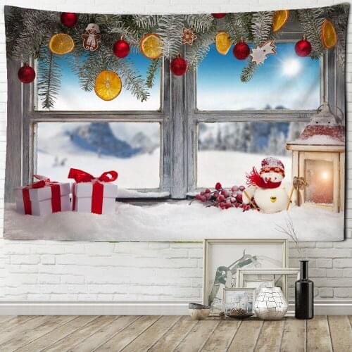 INS Christmas Happy Snowman Tapestry Christmas Tree Background Wall Hippie Tapestry Holiday Decor Tapestry Wall Christmas Gift