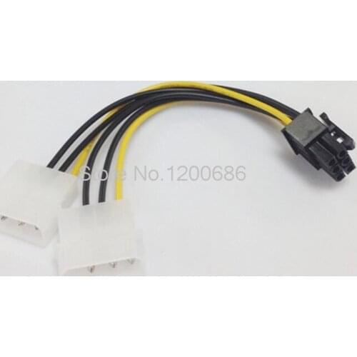 Big mouth 4PIN to 6PIN xternal power cable PCI-E graphics dual 4P to 6P power adapter cable