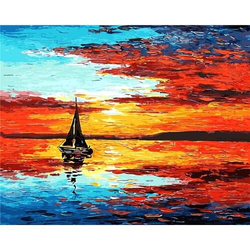 Water And Sky Diy Painting By Numbers Landscape Handpainted Art Gift Scenery Canvas Drawing Home Decor 40x50cm No Frame