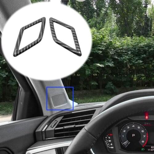 ABS Matte/Carbon fibre For Audi Q3 2019 2020 Accessories Car Front column Sound decoration Cover Trims Sticker Car Styling 2pcs