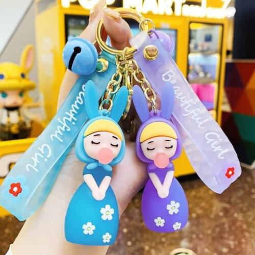 Fashion Creative Bubble Girl Anime Keychain Cute Cartoon Schoolbag Charm Keychain Personality Fun Men and Women Gift Keychain