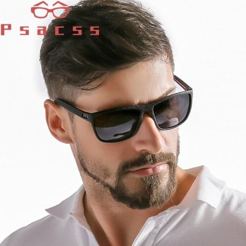 Psacss Vintage Square Polarized Sunglasses Men TR90 Frame High-End Sun Glasses For Male Driving Sport gafas de sol hombre UV400