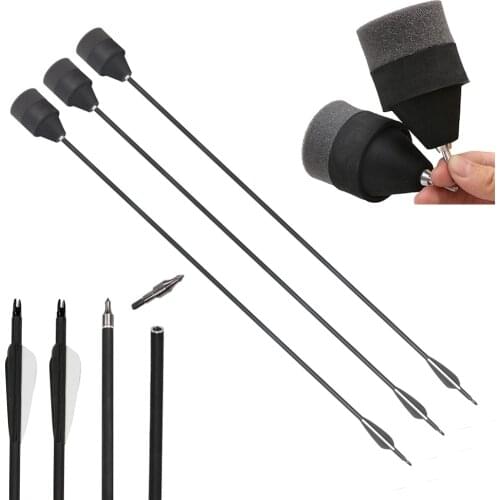 6 PCS Sponge Safety Arrows ID 6.2 mm 6 PCS fiberglass shaft Arrowheads Broad Head Tag CS Game Shooting Hunting Archery Arrow