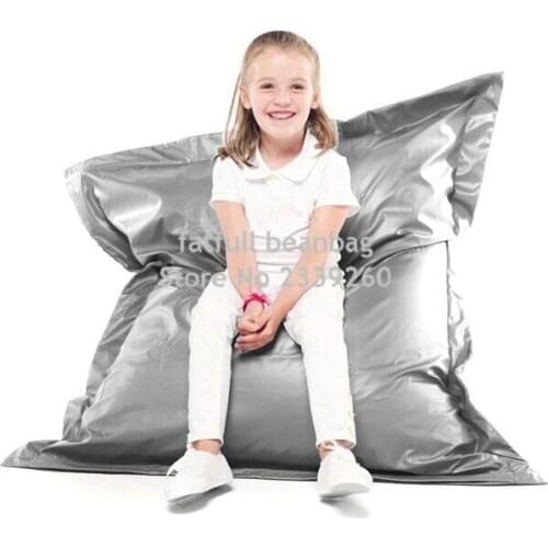 Cover only No Filler - Silver color children bean bag pillow cushion chair, waterproof sofa beds - 40inch x 52 inch