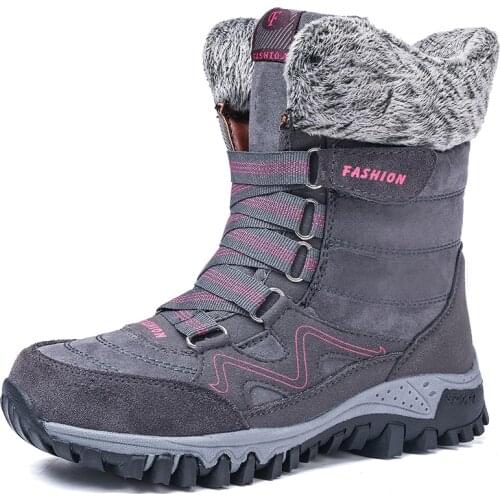 2021 New Winter Womens Snow Boots Warm Mid-calf Shoes for Cold Weather Outdoor Plush Shoes Anti-skid Thicken Winter Botas Mujer