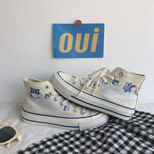 2021 spring and autumn new ladies Korean all-match high-top canvas shoes street retro casual shoes