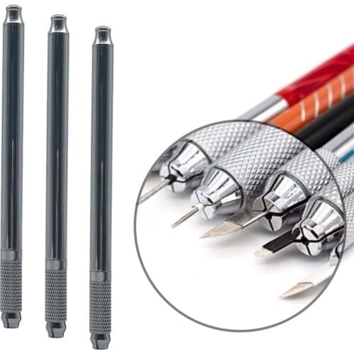 10 Pcs Two Needle Uses Manual Crystal Microblading Pen For Eyebrow Embroidery Permanent makeup sliver steel tattoo pen