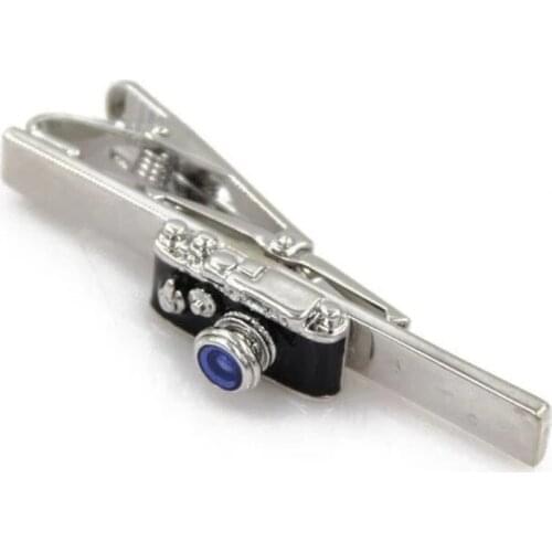Lovely Mini Camera Designed Tie Clips Tie Bar Silver Black Necktie Pins Mens Fashion Jewelry Accessory Gift Wholesale 10pcs/lot