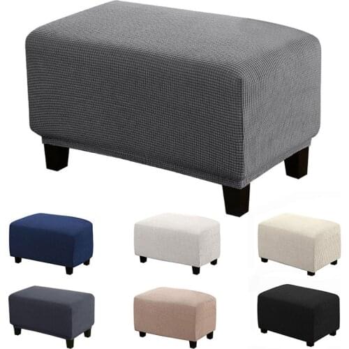Rectangular Stool Cover Elastic Ottoman Footrest Slipcover for Home Sofa Footrest Protector