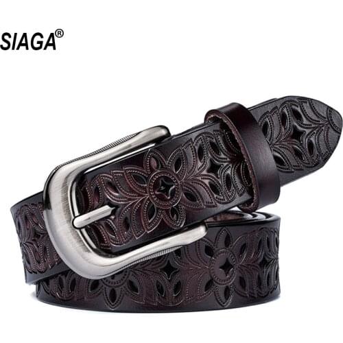 Ladies All-match Genuine Leather Belts Hollowed Cowhide Casual Style Belt Women Jean Female Accessories 2.8cm Width AK039