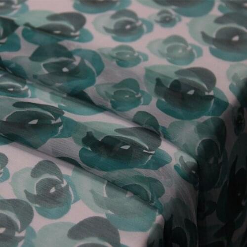Silk Georgette Flower Print Thin Flowing Silk Fabric For Dress Art Design Sewing Material