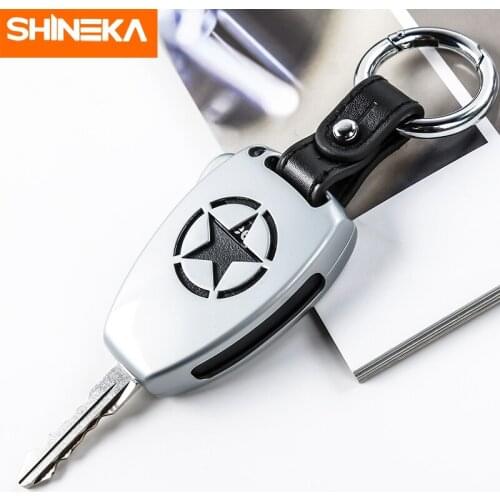 SHINEKA Zinc Alloy Car Key Chain Ring Shell Cover Key Case Decoration Frame For Jeep Liberty For Dodge Nitro 2005 2006 2007
