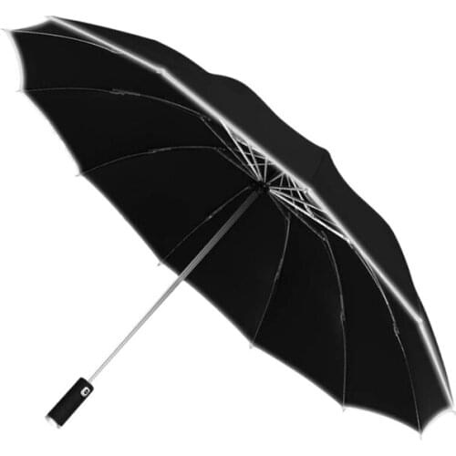 Folding Umbrella Waterproof Folding Umbrella 10 Reinforced Ribs Travel Inverted Umbrella With LED Light And Reflective