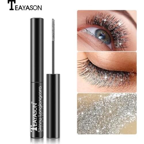 Sparkling Diamond Shiny Charm Mascara Quick-drying Film Broken Glitter Mascara Long Lasting Waterproof Curling Eyelash TSLM2