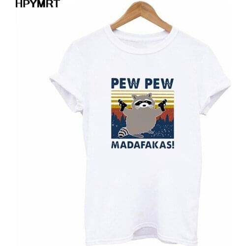 Pew Pew Madafakas Print T-shirt Women Murderous Black Cat With Gun Funny T Shirt Short Sleeve Halloween Tops Tees Tshirt Female