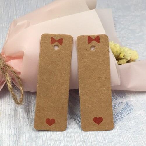 100Pcs 6*2cm Kraft Paper Wedding Party Favors Gifts/Candy Hang Tags,DIY Handmade Packaging Labels ,Fashion Garment Price Tags