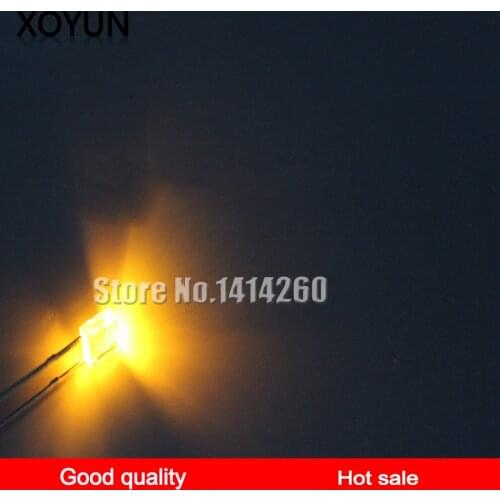 100pcs/lot 3mm yellow white hair yellow light emitting tube LED diode LED lamp