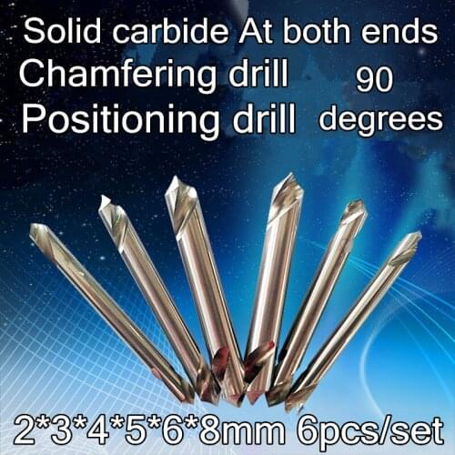 2*3*4*5*6*8mm 6pcs/set 90 degrees Solid carbide At both ends Chamfering drill Positioning drill Center drill Free shipping