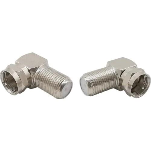 2Pcs/lot 90 Degree Coax Adapter F Plug to F Jack Connector F Type Right Angle Male to Female RF Connector