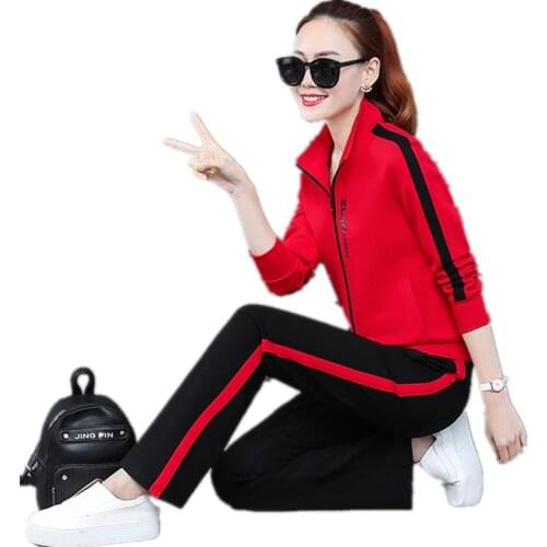 2020 Youth clothing for women Sporting suit 2 piece set Casual Tracksuit Womens office clothing set Autumn tops + trousers 1584