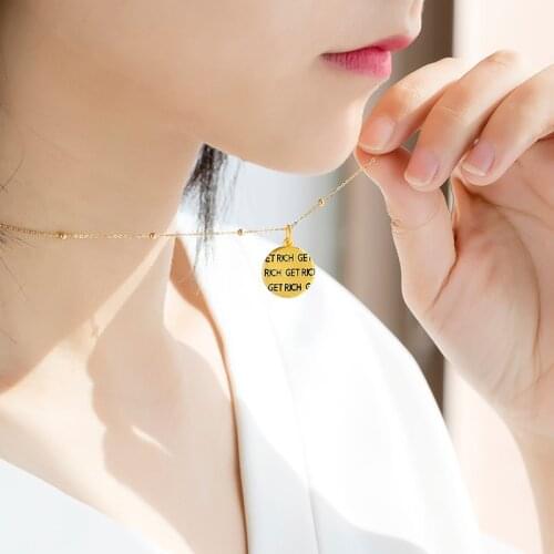 24K Yellow Gold Pendant 3D 999 Gold Round Rich Necklace Pendant 1.38g