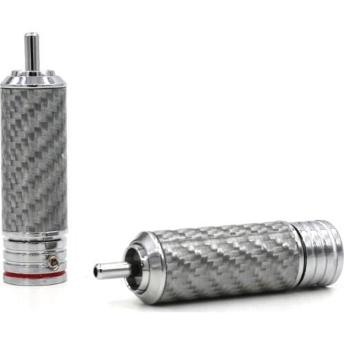 4pcs/lot Carbon Fiber Rhodium plated RCA Male plug connector, Non Solder RCA JACK Terminal