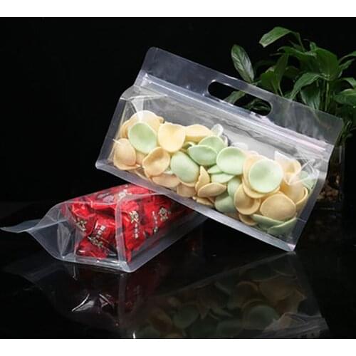 50Pcs Nuts & Rice Container With Zipper and Handle Transparent Plastic Bag Of Two Kinds Food Package Of Manual Sealing To Air