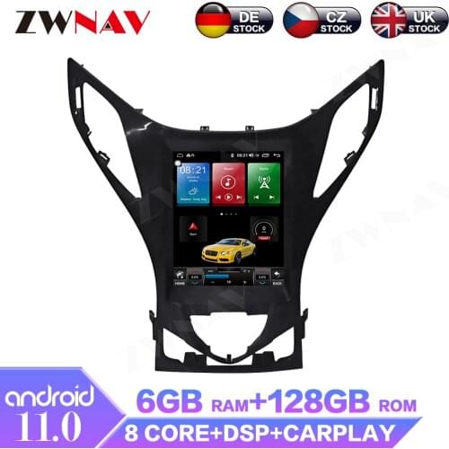 ZWNAV Android 11.0 6+128GB For Hyundai Azera 2011 2012 GPS Navi Free Map Car Multimedia Full HD Vedio Player RDS Bluetooth Radio