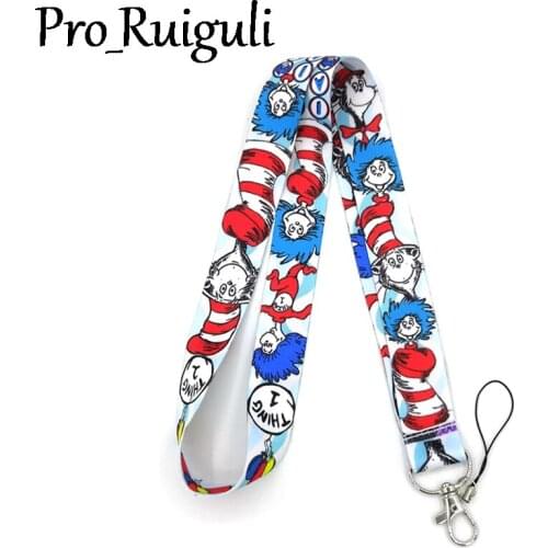 Dr Seuss cat Neck Strap Lanyard keychain Mobile Phone Strap ID Badge Holder Rope Key Chain Keyrings cosplay Accessories